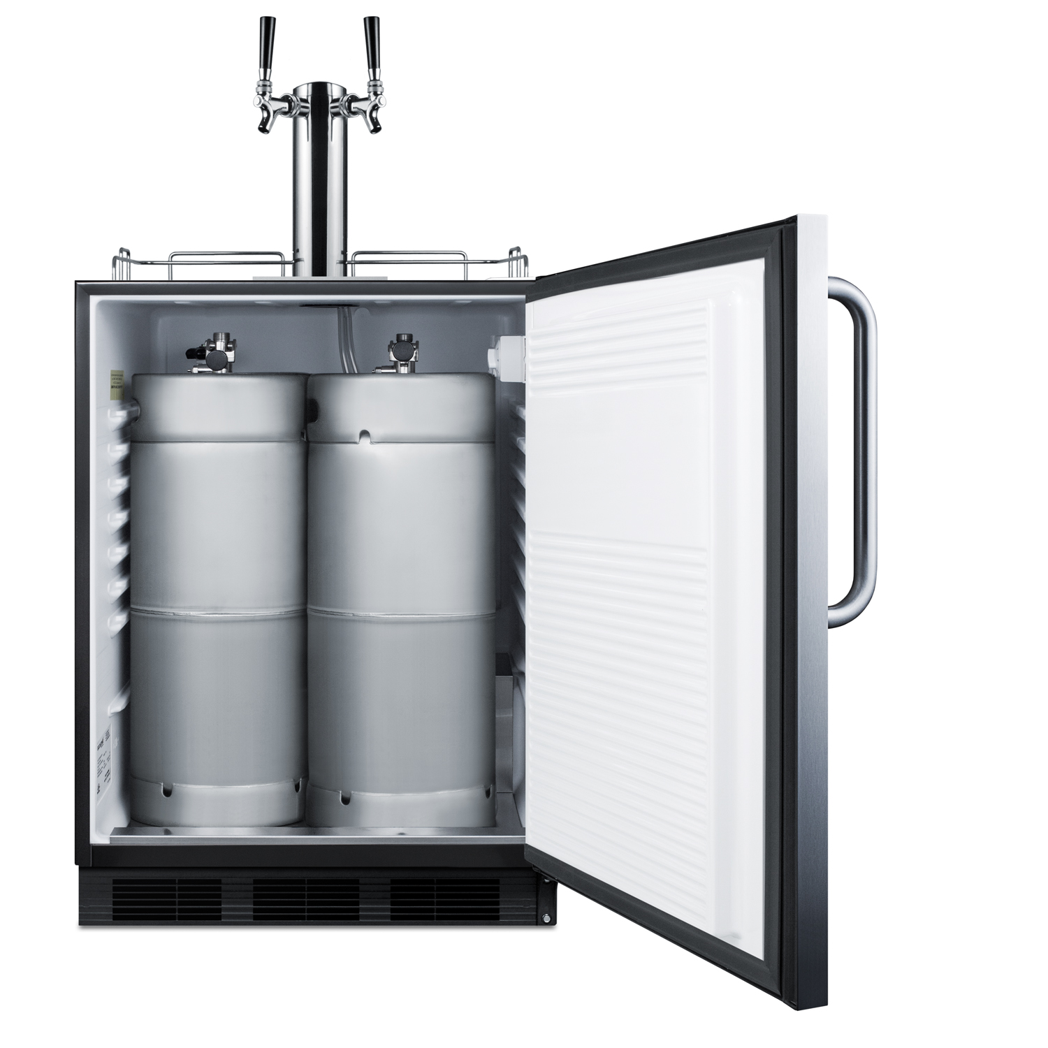 Built-in undercounter ADA height commercially listed dual tap wine dispenser in stainless steel for outdoor use